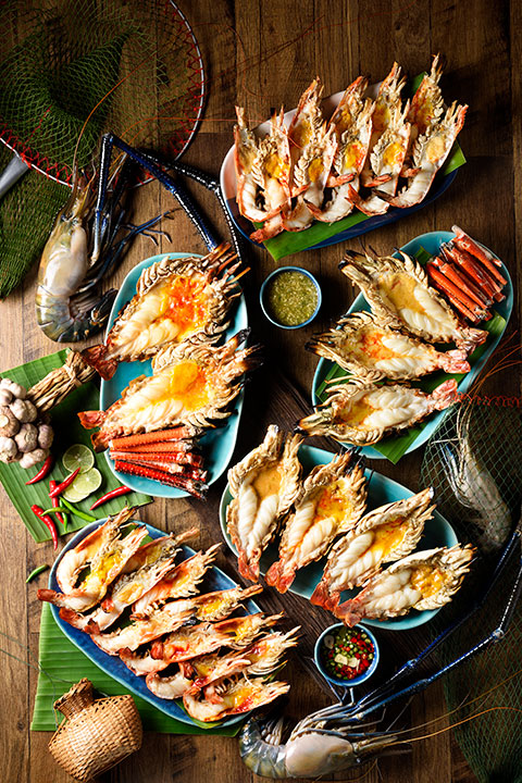 กุ้งแม่น้ำเผาอยุธยา เมนูแนะนำร้านแกรนด์เจ้าพระญา